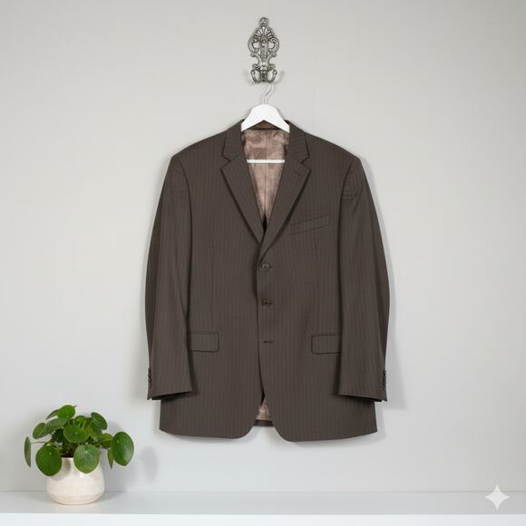 Michael Kors Wool Sport Coat Blazer Brown 48L Three Button Lined - Picture 1 of 11